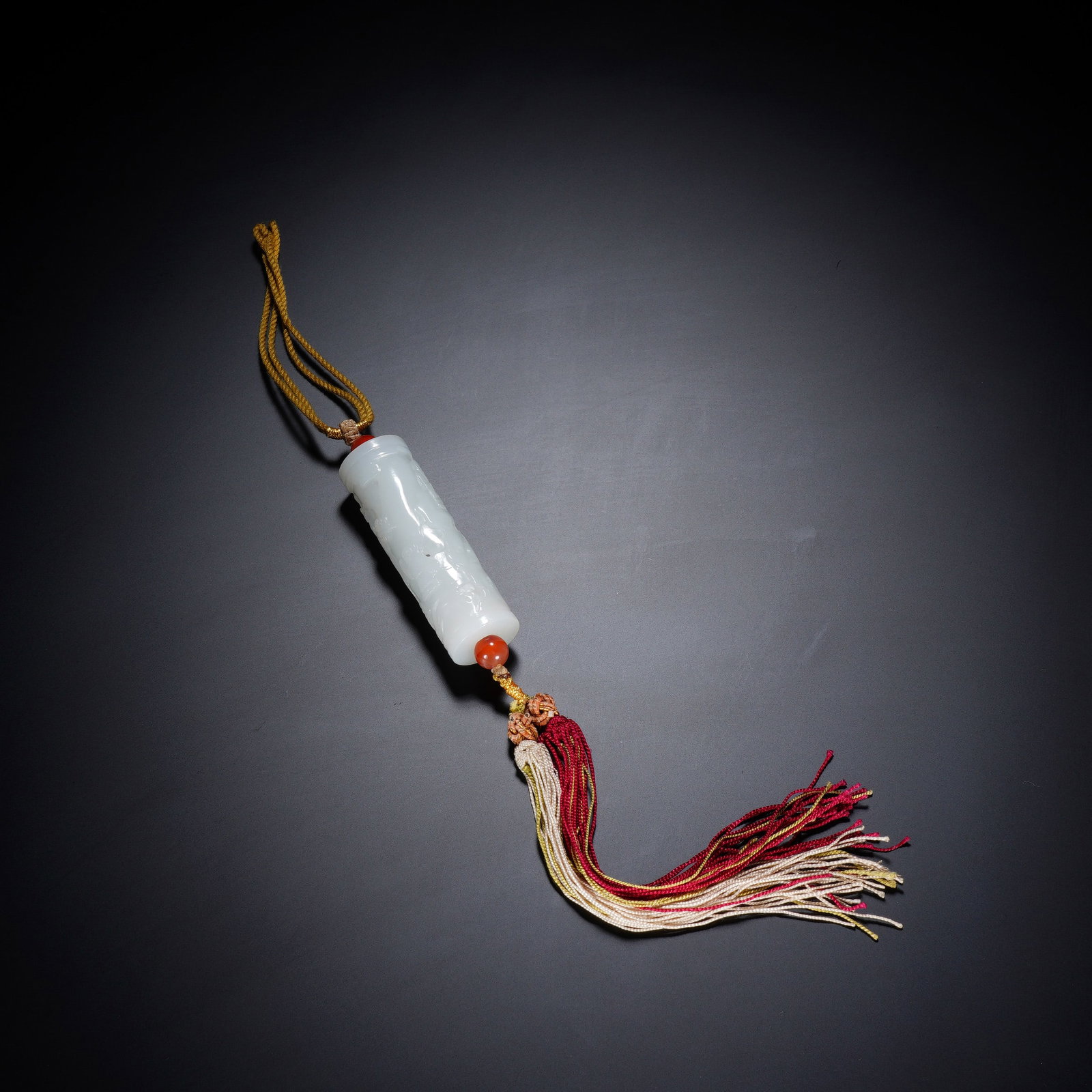 A CHINESE WHITE NEPHRITE OPENWORK LEZI PENDANT (1 of 8)