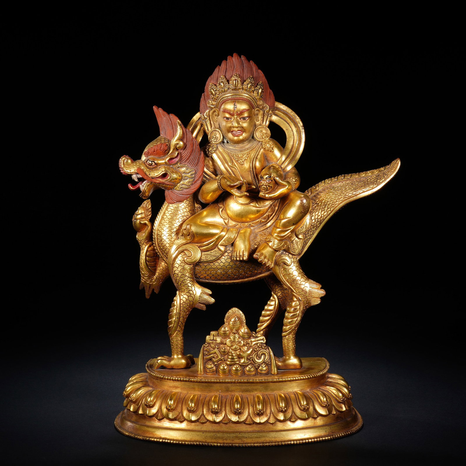 A CHINESE GILT BRONZE SEATED WEALTH DEITY STATUE (1 of 12)