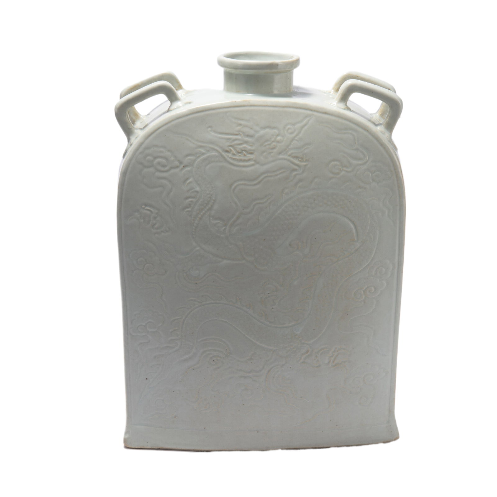 A WHITE GLAZE PORCELAIN VASE BIANHU (1 of 10)