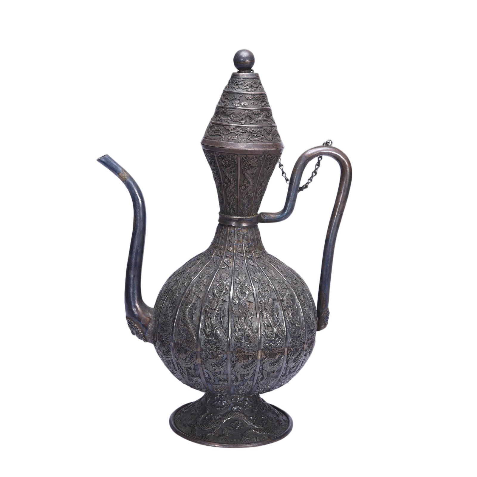 CHINESE SILVER DRAGON WINE EWER (1 of 9)