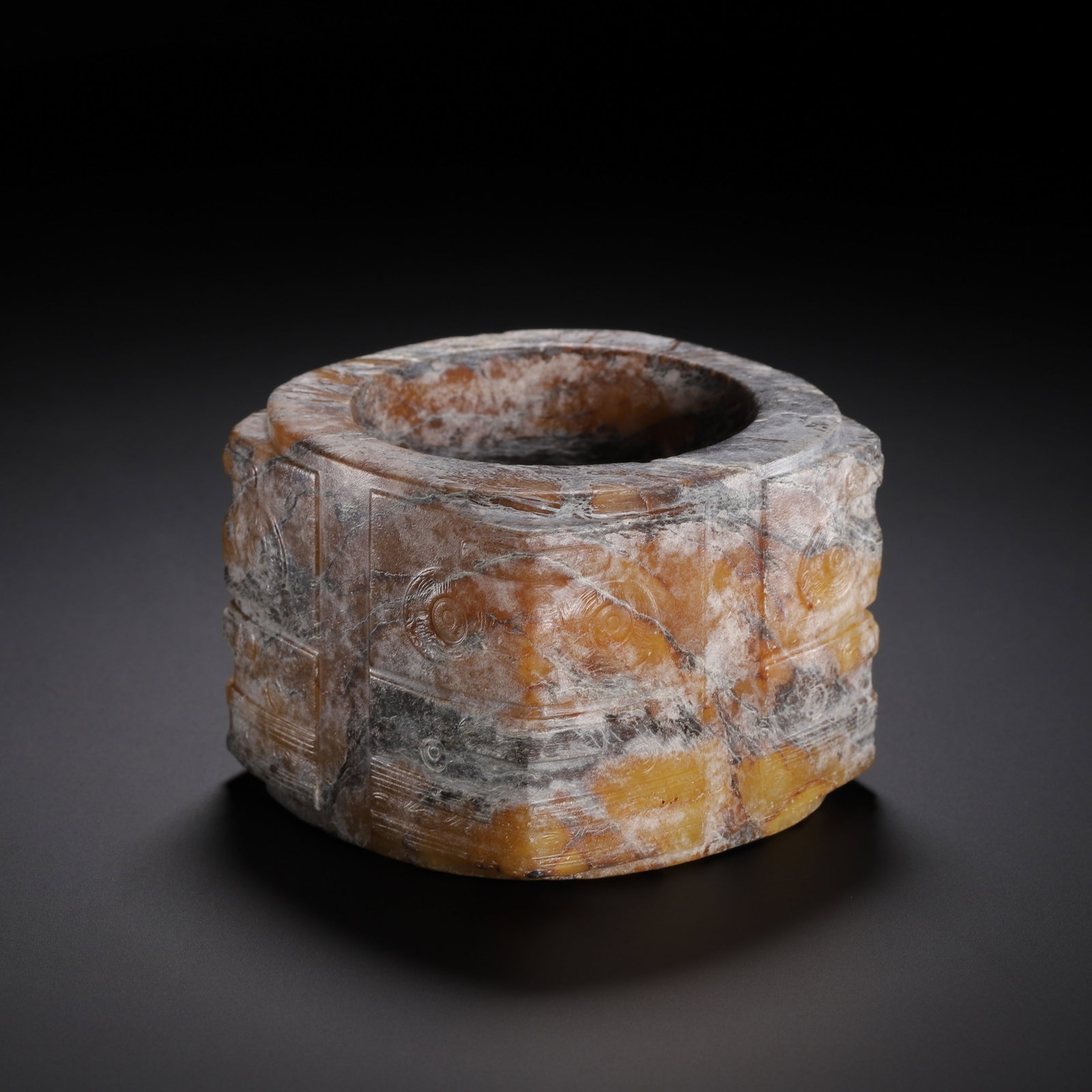 A CHINESE ARCHAIC SQUARE JADE CONG VESSEL (1 of 9)