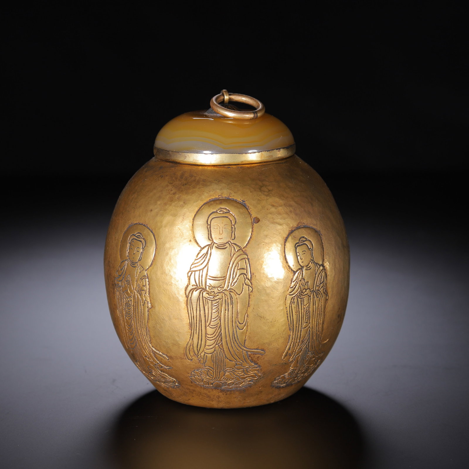 A CHINESE GILT BRONZE BUDDHA JAR (1 of 9)