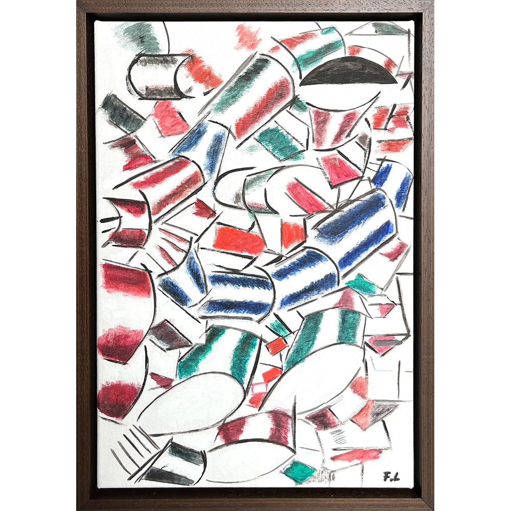 CONTRASTE DE FORMES SIGNED FERNAND L?GER: CONTRASTE DE FORMES SIGNED FERNAND L?GER Oil on canvas. Contraste de formes with its deliberately dissonant and rhythmic agglomeration of forms, its tumble of cylinders and cubes, clearly demonstrates