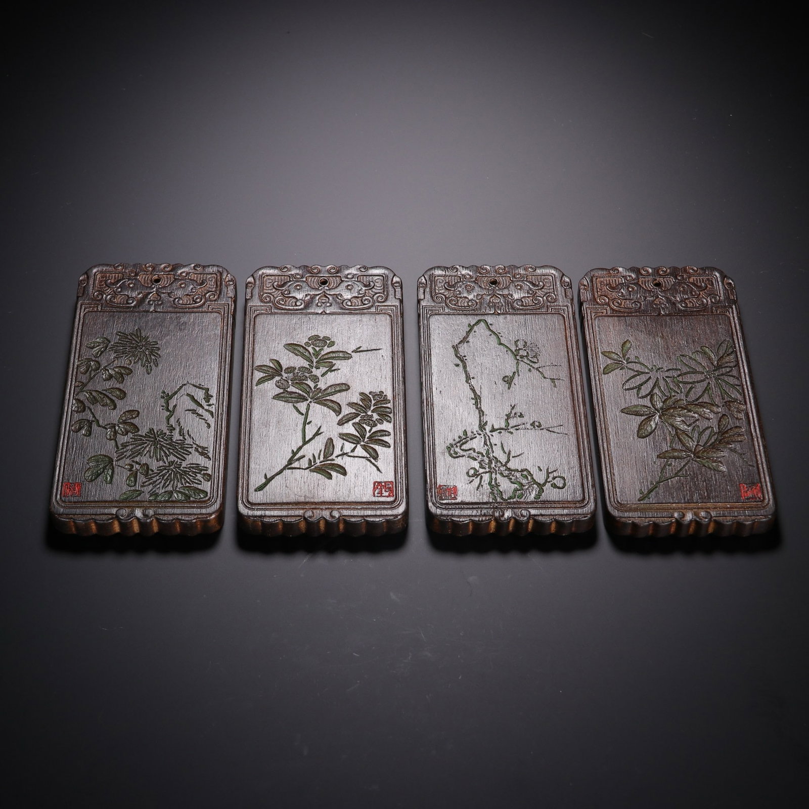 A SET OF CHINESE CHENXIANG FLORAL PLAQUES (1 of 9)