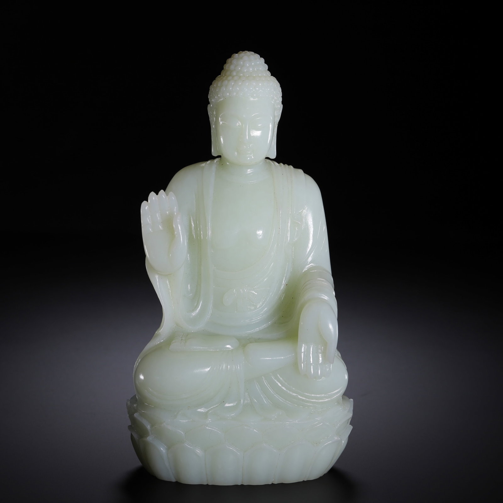 A CHINESE HETIAN JADE SEATED BUDDHA FIGURE (1 of 9)