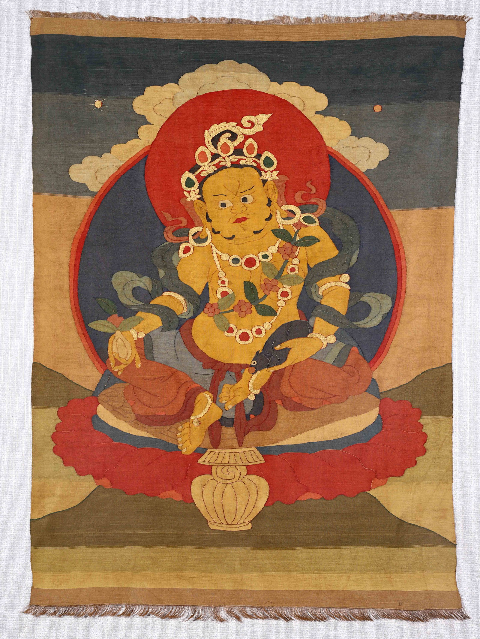 A CHINESE KESI WEALTH DEITY THANGKA (1 of 9)