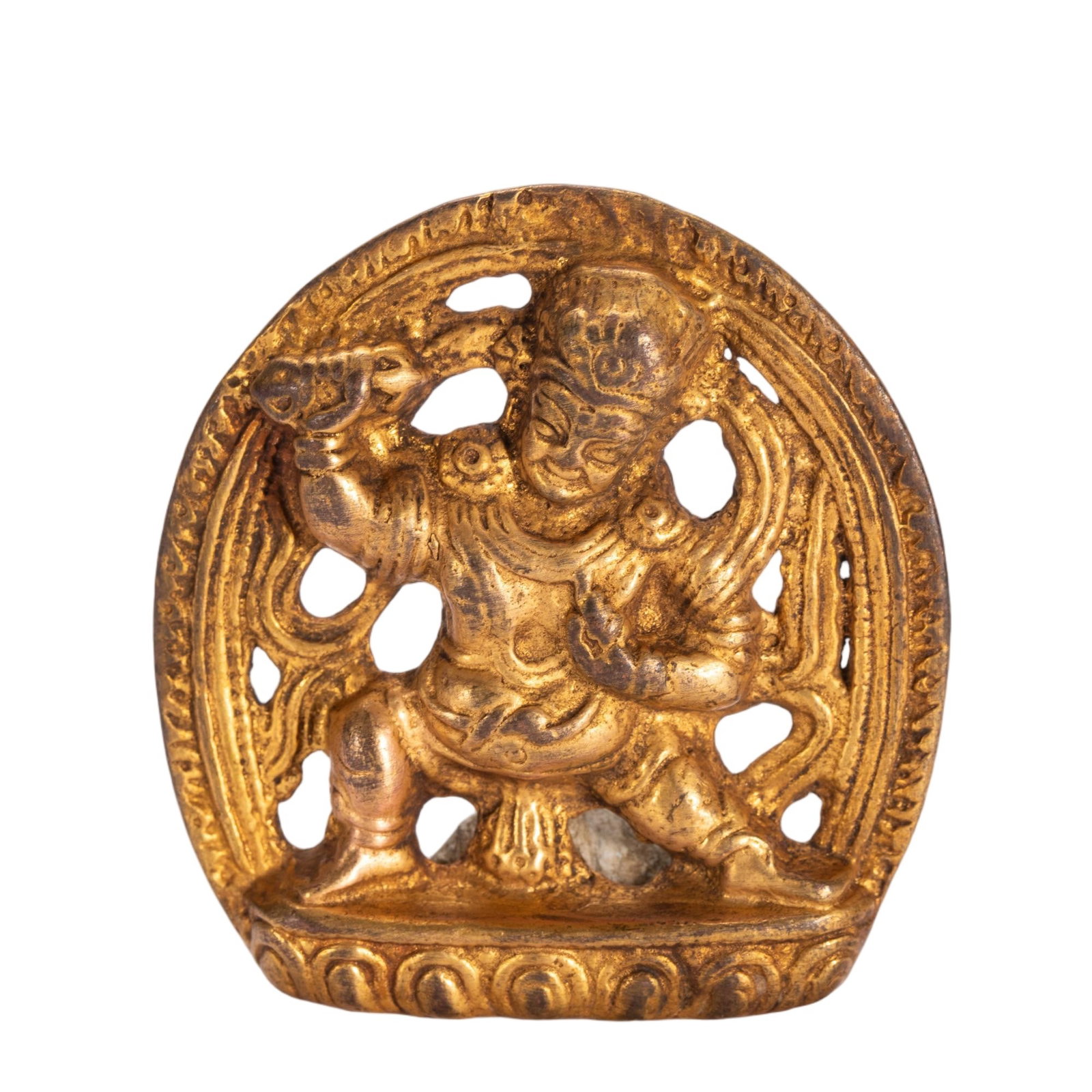 A CHINESE GILT BRONZE VAJRAPANI PLAQUE (1 of 6)