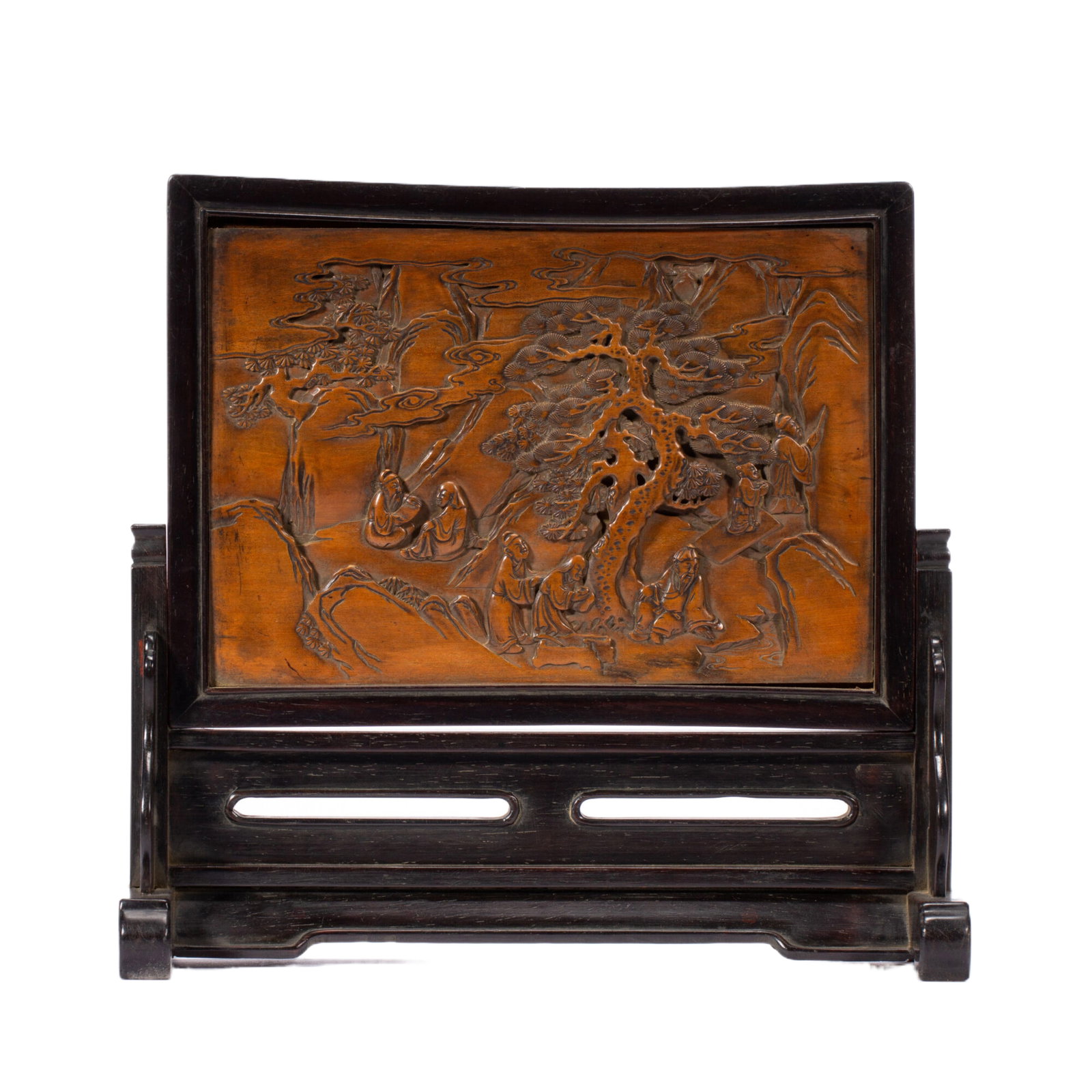 A CHINESE ZITAN TABLE SCREEN WITH HARDWOOD LANDSCAPE INSET (1 of 11)