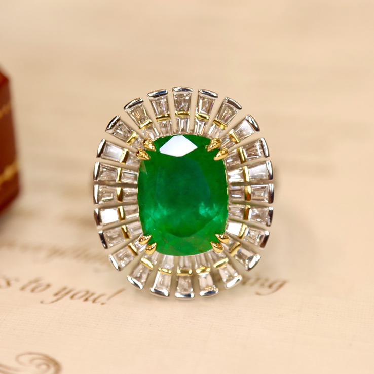 14K White Gold 4.85 CTW Emerald & 1.11 CTW Diamond Ring (1 of 7)