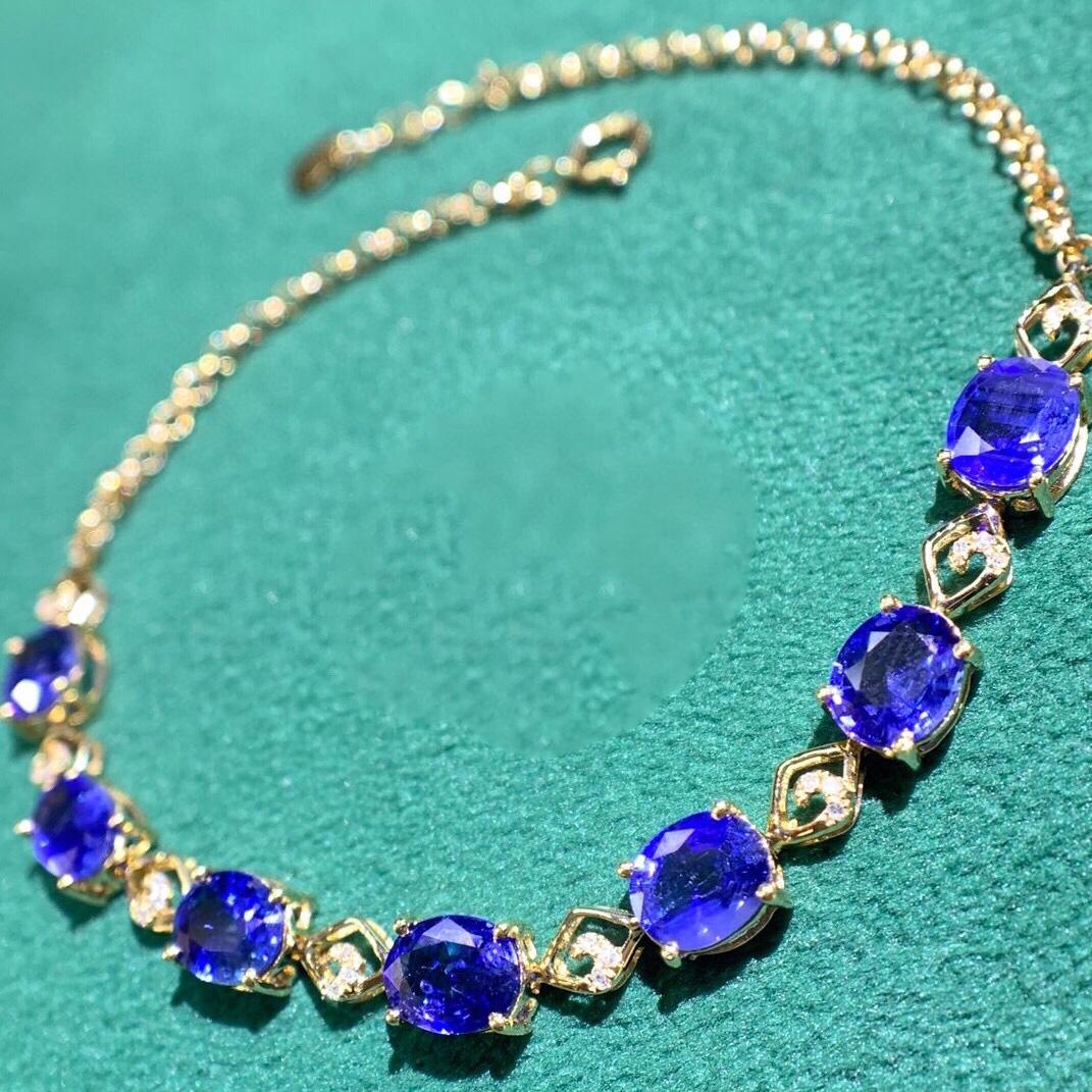 14K Yellow Gold 4 CTW Sapphire & 0.05 CTW Diamond Bracelet (1 of 8)