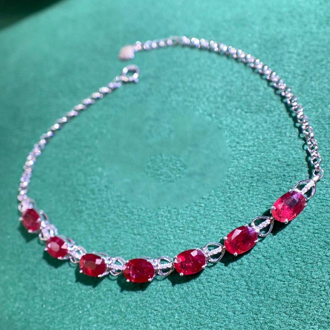 14K White Gold 4.3 CTW Ruby & 0.05 CTW Diamond Bracelet (1 of 7)