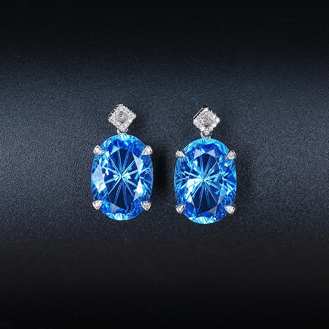 14K White Gold 13.465 CTW Natural Topaz & Diamond Earrings with Certificate (1 of 4)