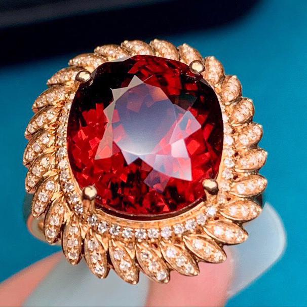 14K Rose Gold 9.42 CT Tourmaline & Diamond Ring (1 of 6)