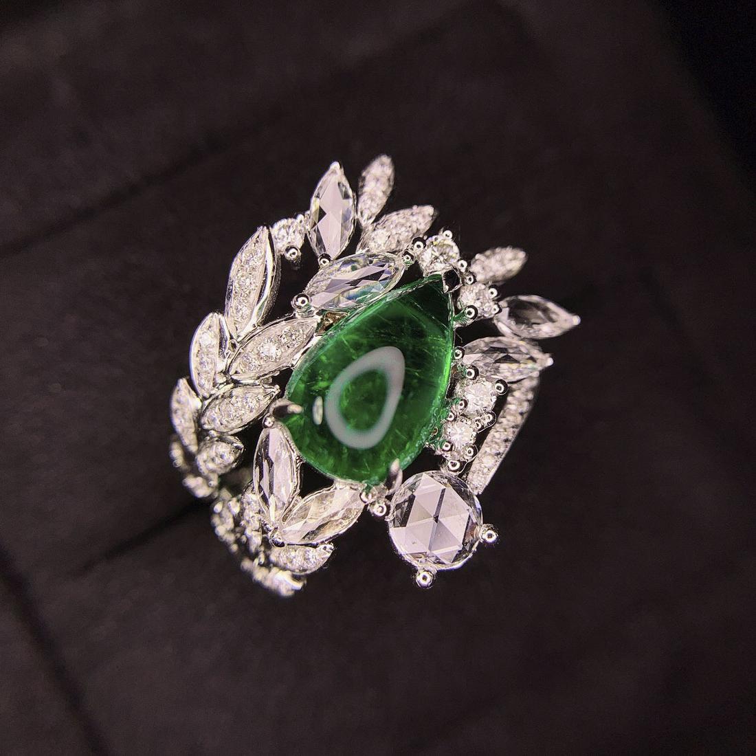 14K White Gold 3.65 CTW Emerald & Diamond Ring (1 of 7)