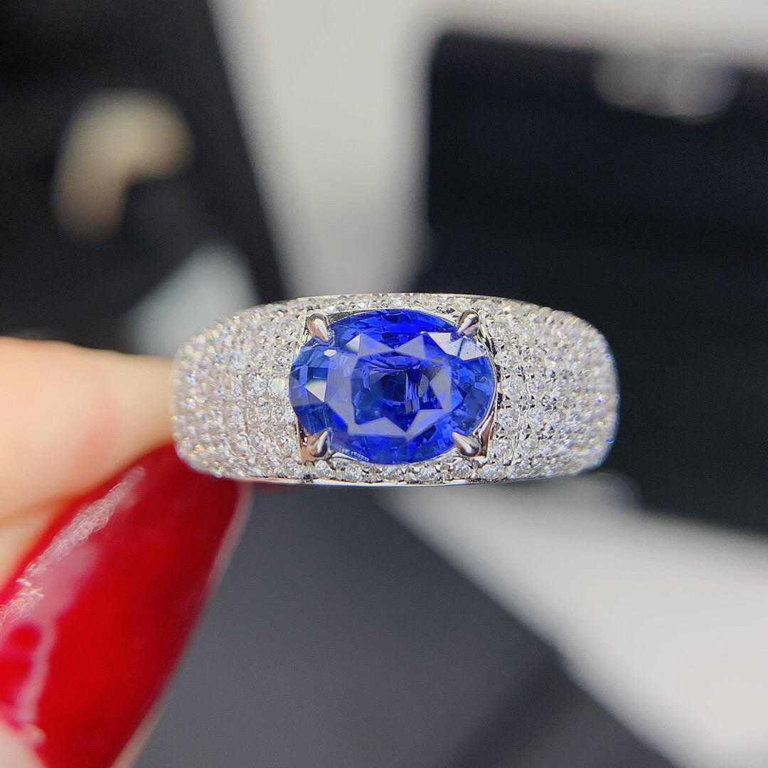 14K White Gold 2.92 CTW Sapphire & Diamond Ring (1 of 8)