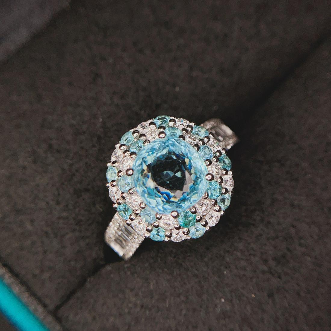 14K White Gold 1.61 CT Paraiba Tourmaline & Diamond Ring (1 of 8)