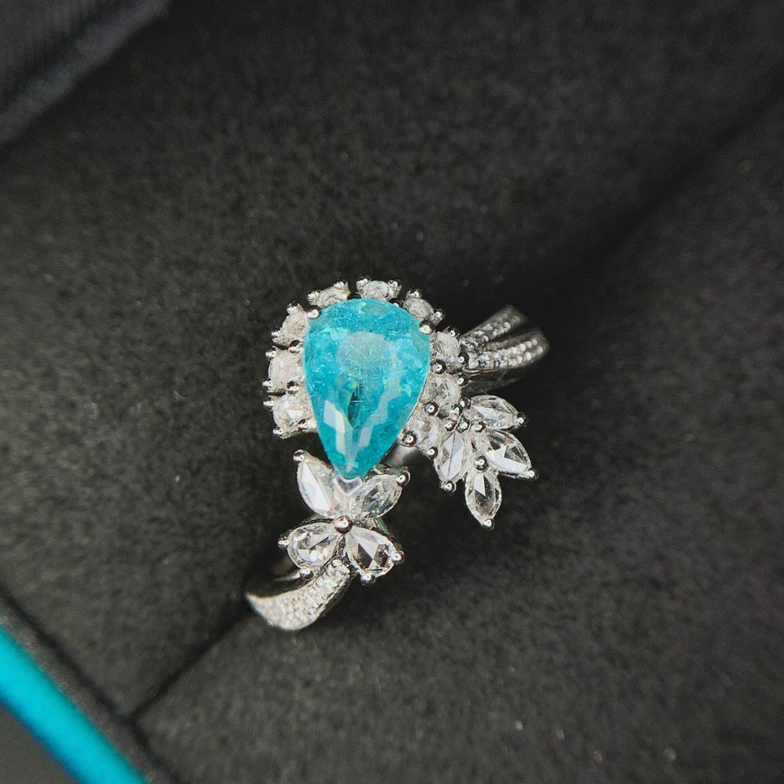 14K White Gold 1.92 CTW Paraiba Tourmaline & Diamond Ring (1 of 7)