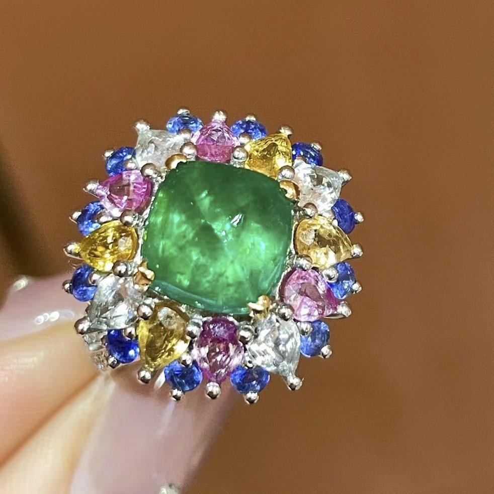 14K White Gold 4.69CTW Emerald & Diamond Ring with Certificate (1 of 6)