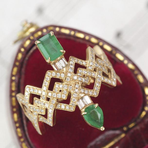 14K Yellow Gold 1.1 CTW Emerald & Diamond Ring (1 of 8)