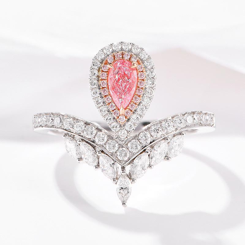 14K White Gold 0.83CTW Natural Pink Diamond Ring with Certificate (1 of 3)