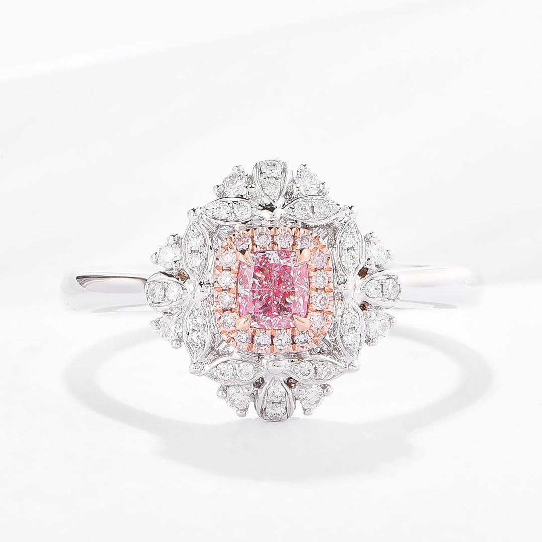 14K White Gold 0.39CTW Natural Pink Diamond Ring with Certificate (1 of 3)