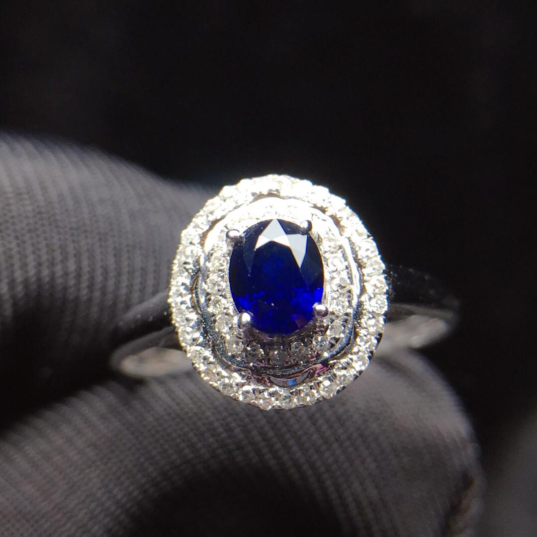14K White Gold 0.45 CT Sapphire & Diamond Ring (1 of 7)