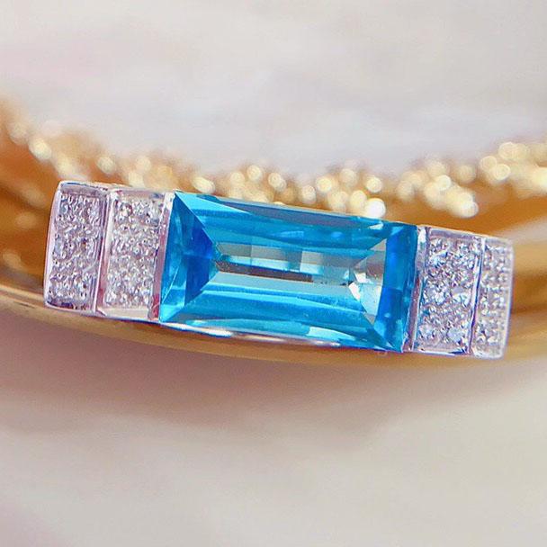 14K White Gold 3.32 CTW Topaz & Diamond Ring (1 of 8)