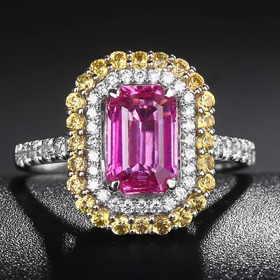 14K White Gold 1.82 CTW Natural Sapphire & Diamond Ring with Certificate (1 of 7)