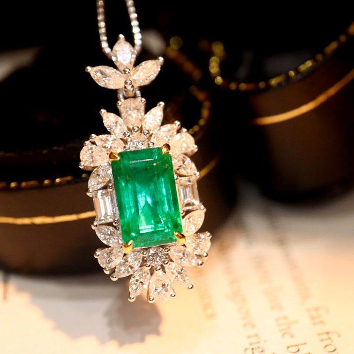 14K White Gold 3.1 CTW Emerald & Diamond Pendant (1 of 7)