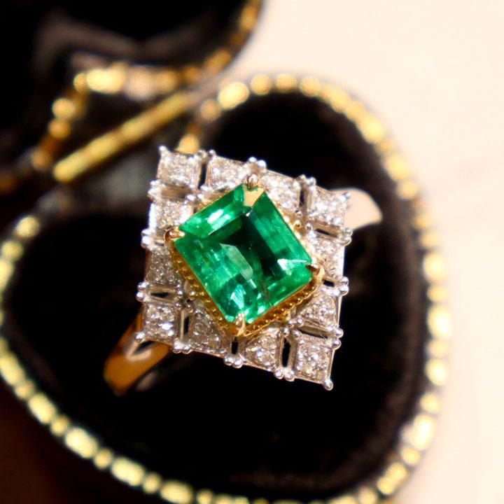 14K White Gold 1.66 CTW Emerald & Diamond Ring (1 of 8)