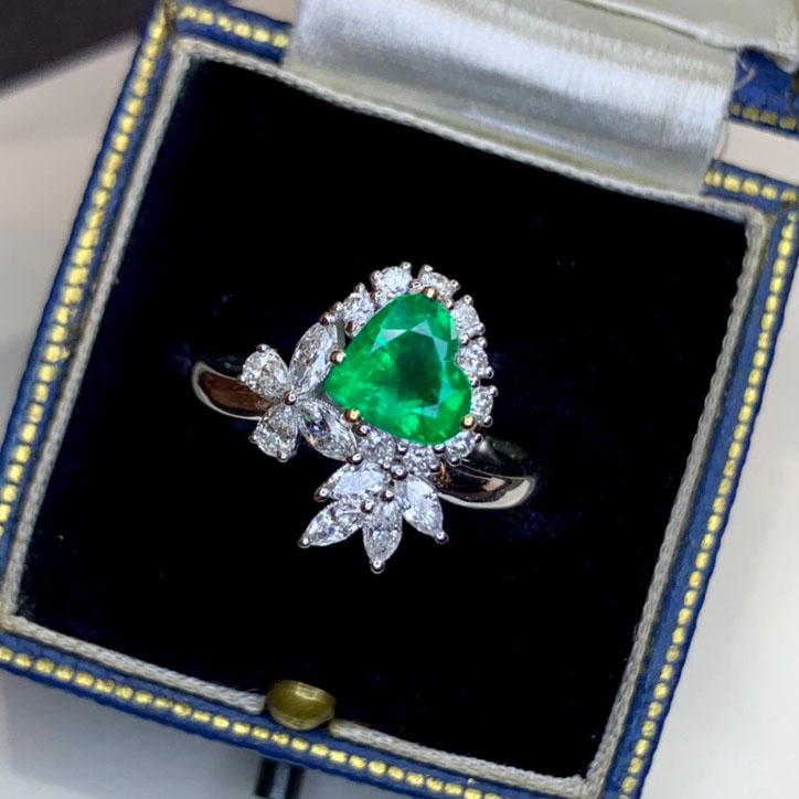 14K White Gold 1.68 CTW Emerald & Diamond Ring (1 of 8)