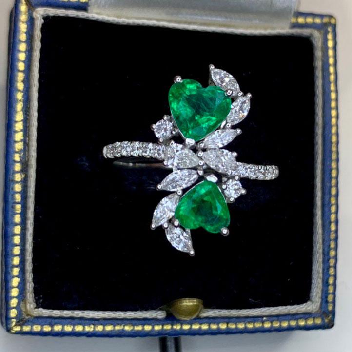 14K White Gold 1.91 CTW Emerald & Diamond Ring (1 of 7)