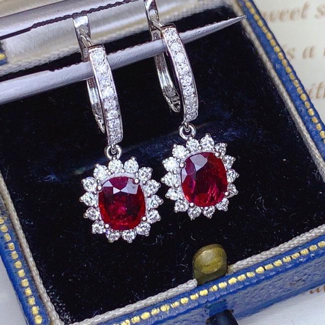 14K White Gold 1.56 CTW Ruby & Diamond Earrings (1 of 7)