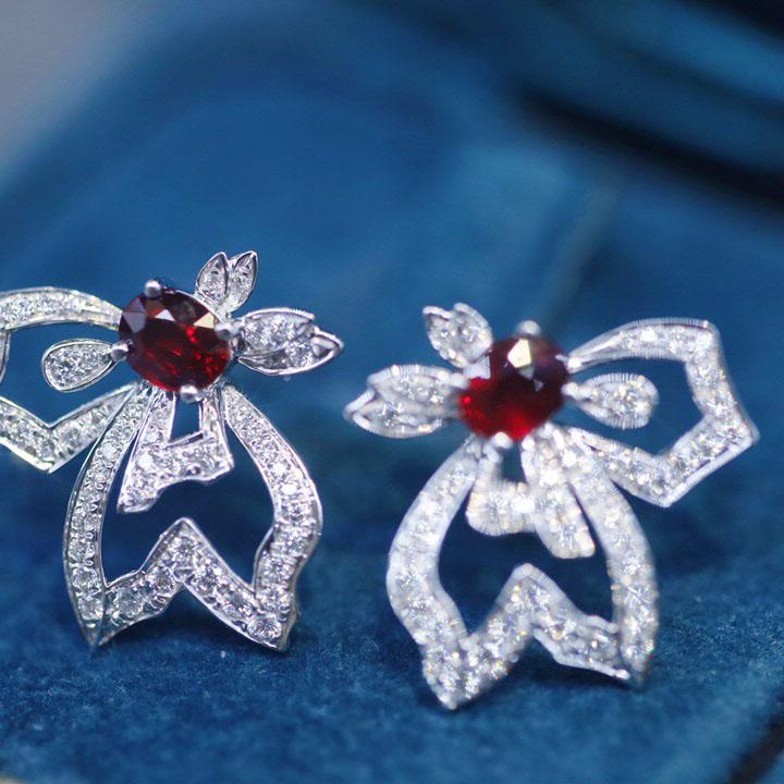 14K White Gold 1.67 CTW Ruby & Diamond Earrings (1 of 8)