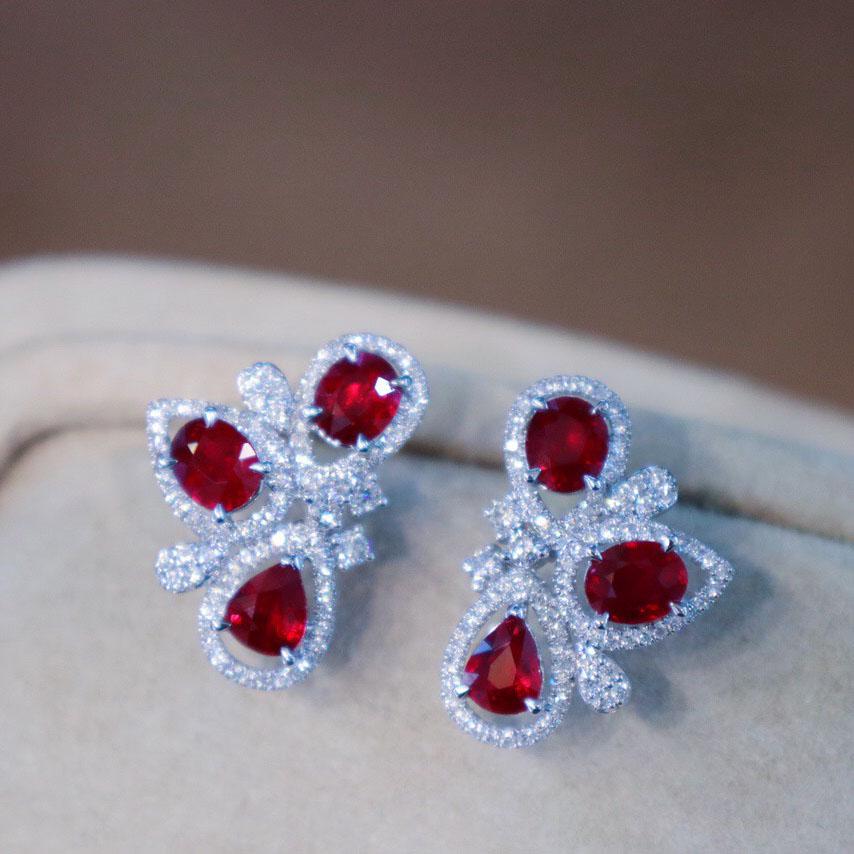 14K White Gold 2.87 CTW Ruby & Diamond Earrings (1 of 7)