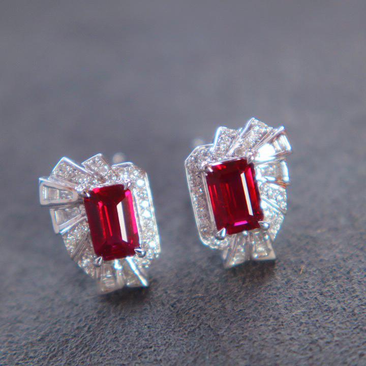 14K White Gold 1.618 CTW Ruby & Diamond Earrings (1 of 8)