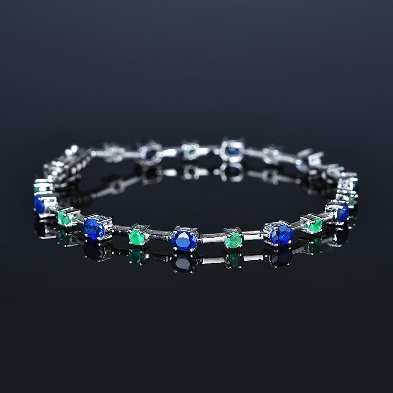 14K White Gold 3.7 CT Natural Sapphire Bracelet with Certificate (1 of 10)