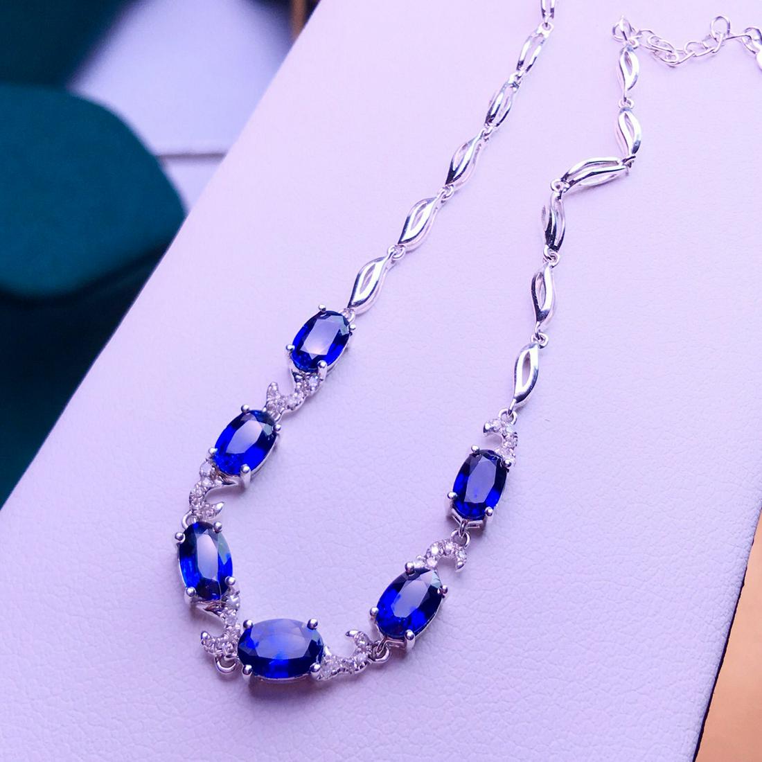 14K White Gold 3.8 CT Sapphire & Diamond Bracelet (1 of 8)