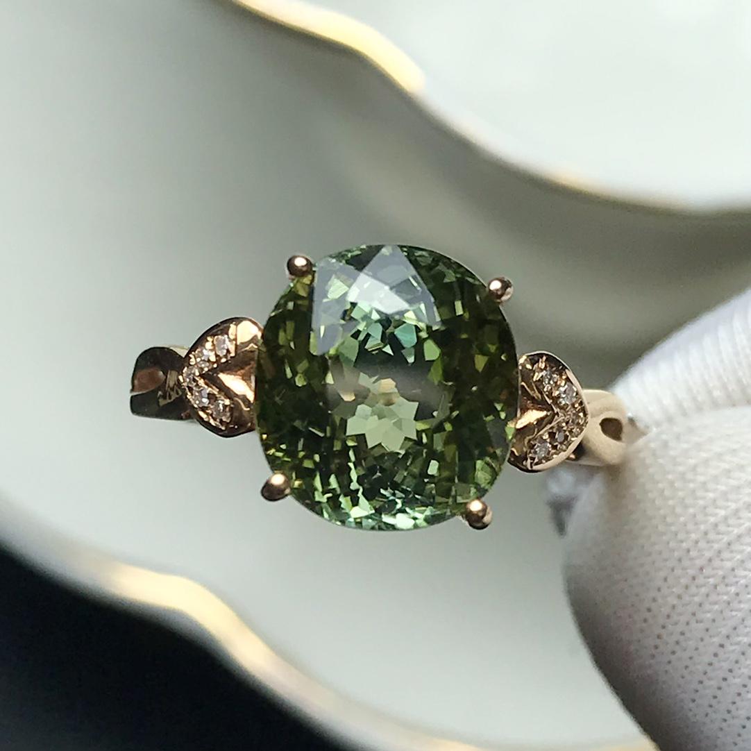 14K Yellow Gold 4.5 CT Tourmaline & Diamond Ring (1 of 4)