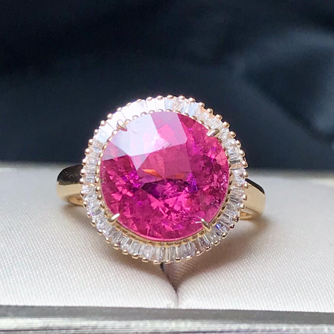 14K Rose Gold 4.48 CT Tourmaline & Diamond Ring (1 of 4)