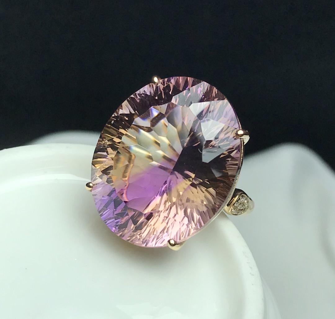 14K Rose Gold 28.8 CT Ametrine & Diamond Ring (1 of 4)