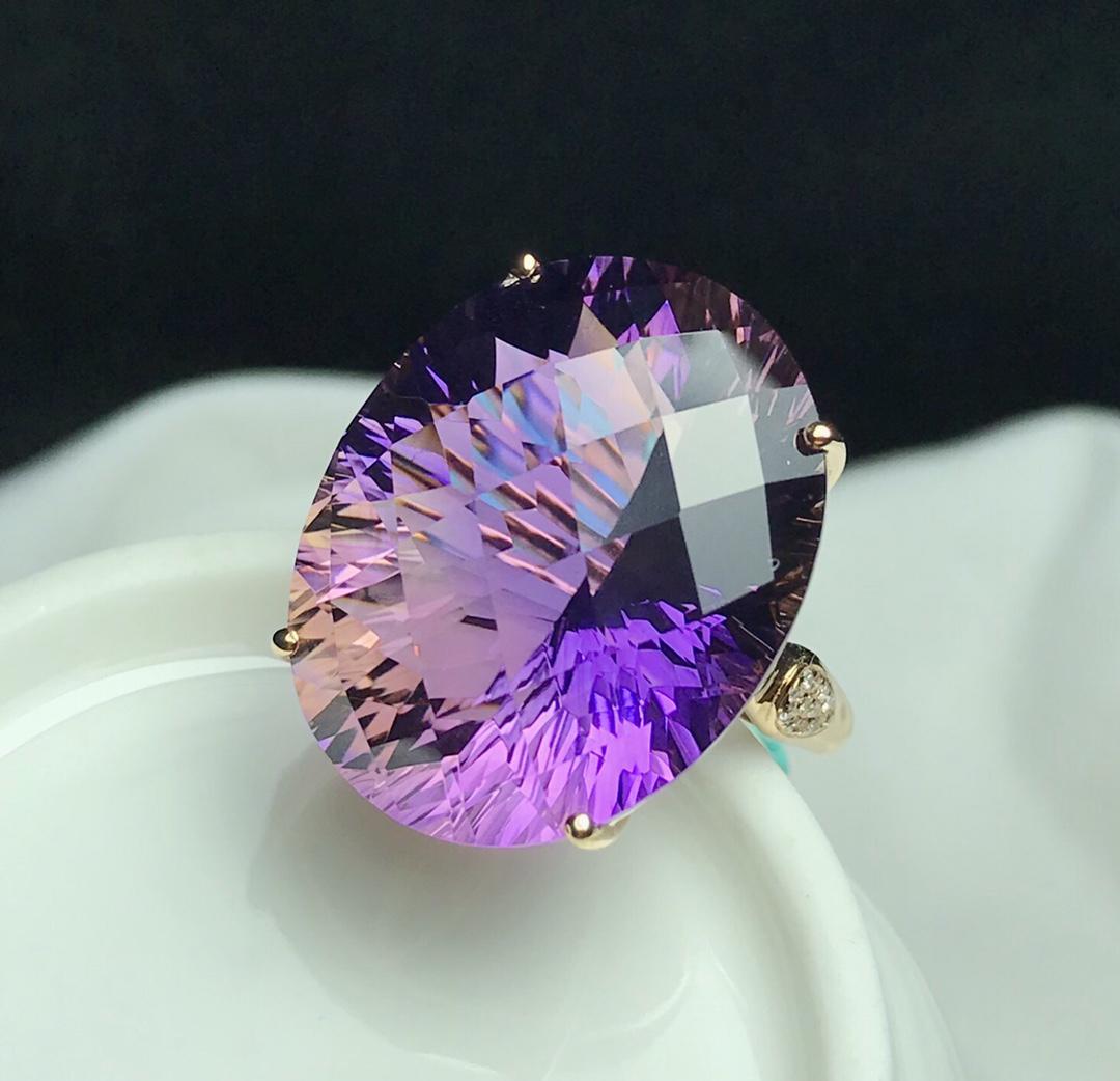 14K Rose Gold 28.15 CT Amethyst & Diamond Ring (1 of 4)
