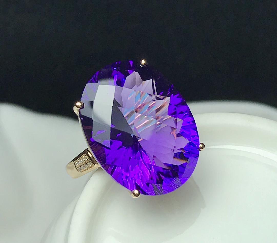 14K Rose Gold 18.65 CT Amethyst & Diamond Ring (1 of 4)