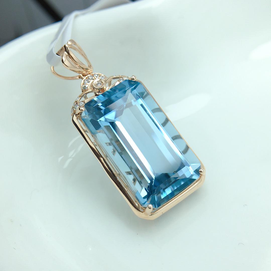 14K Rose Gold 12.9 CT Topaz & Diamond Pendant (1 of 4)