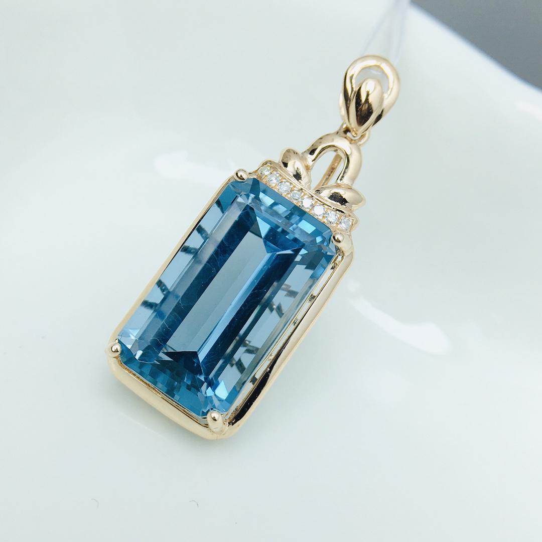 14K Rose Gold 7.2 CT Topaz & Diamond Pendant (1 of 4)