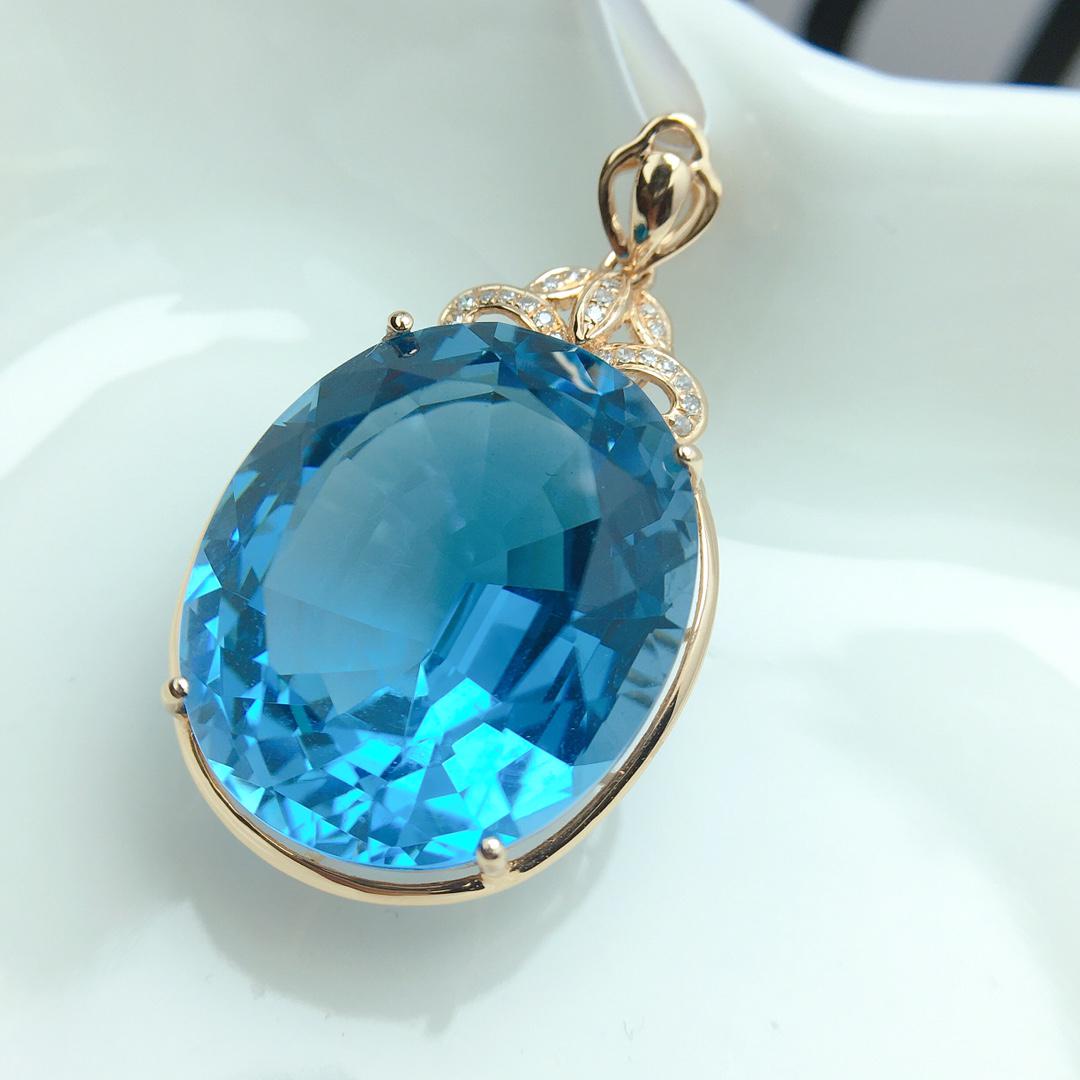 14K Rose Gold 26.75 CT Topaz & Diamond Pendant (1 of 4)