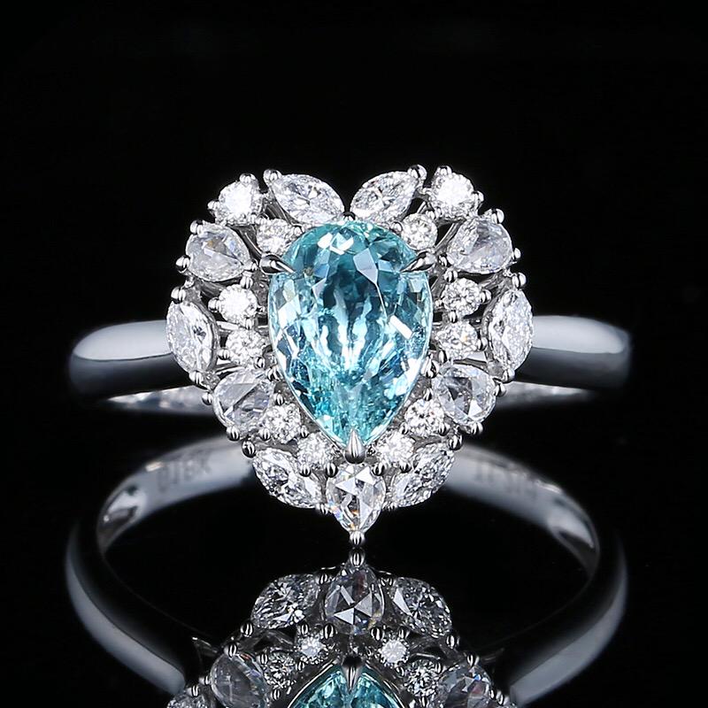 14K White Gold 1.67 CTW Paraiba Tourmaline & Diamond Ring (1 of 9)