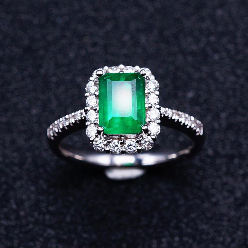 14K White Gold 1.88 CT Emerald & Diamond Ring (1 of 6)