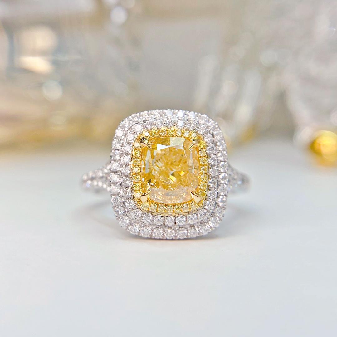 14K White Gold 2.55 CTW Natural Yellow Diamond Ring with Certificate (1 of 5)