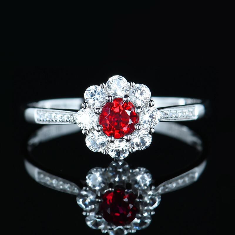 14K White Gold 0.38 CTW Natural Ruby & Diamond Ring with Certificate (1 of 6)